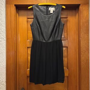 Julie Brown Black Silk Faux Leather Skater Mini Dress Women’s US 0
